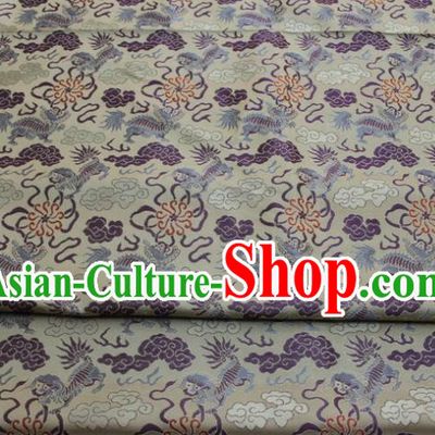 Chinese Classical Cloud Dragons Pattern Design Brocade Silk Fabric Satin Damask Asian Traditional DIY Mongolian Robe Tapestry Material