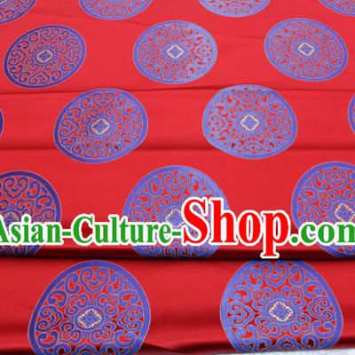 Chinese Tang Suit Classical Round Pattern Design Red Brocade Asian Traditional Tapestry Material DIY Satin Damask Mongolian Robe Silk Fabric