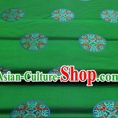 Chinese Classical Round Dragons Pattern Design Green Brocade Silk Fabric DIY Satin Damask Asian Traditional Mongolian Robe Tapestry Material