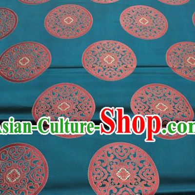 Chinese Tang Suit Classical Round Pattern Design Teal Brocade Asian Traditional Tapestry Material DIY Satin Damask Mongolian Robe Silk Fabric