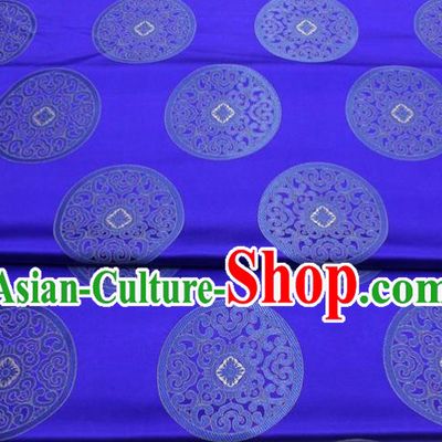 Chinese Tang Suit Classical Round Pattern Design Royalblue Brocade Asian Traditional Tapestry Material DIY Satin Damask Mongolian Robe Silk Fabric