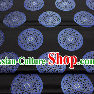 Chinese Tang Suit Classical Round Pattern Design Black Brocade Asian Traditional Tapestry Material DIY Satin Damask Mongolian Robe Silk Fabric