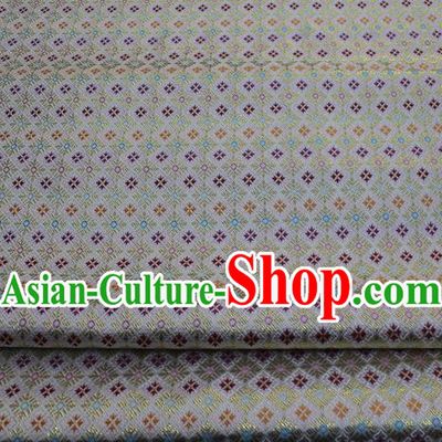 White Chinese Classical Pattern Design Brocade Mongolian Robe Silk Fabric DIY Satin Damask Asian Traditional Tapestry Material