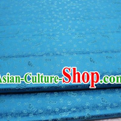 Chinese Classical Cloud Blossom Pattern Design Blue Brocade Mongolian Robe Asian Traditional Tapestry Material Silk Fabric DIY Satin Damask