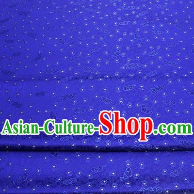Chinese Classical Cloud Blossom Pattern Design Royalblue Brocade Mongolian Robe Asian Traditional Tapestry Material Silk Fabric DIY Satin Damask