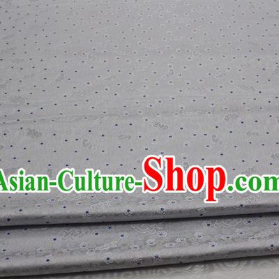 Chinese Classical Cloud Blossom Pattern Design White Brocade Mongolian Robe Asian Traditional Tapestry Material Silk Fabric DIY Satin Damask