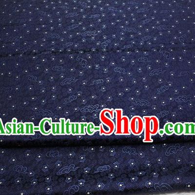 Chinese Classical Cloud Blossom Pattern Design Navy Blue Brocade Mongolian Robe Asian Traditional Tapestry Material Silk Fabric DIY Satin Damask