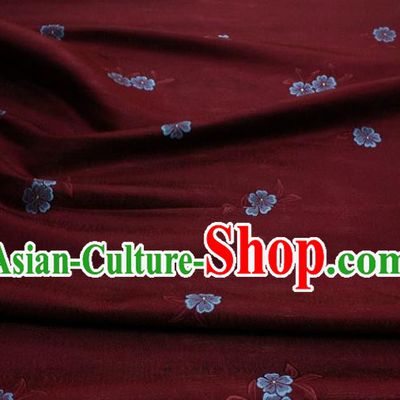Chinese Classical Blossom Pattern Design Purplish Red Brocade Silk Fabric DIY Satin Damask Asian Traditional Qipao Dress Tapestry Material