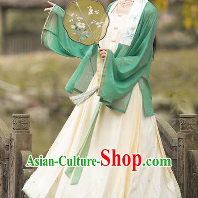 Traditional Chinese Ming Dynasty Country Female Hanfu Apparels Ancient Village Lady Blouse and Skirt Civilian Historical Costumes Full Set