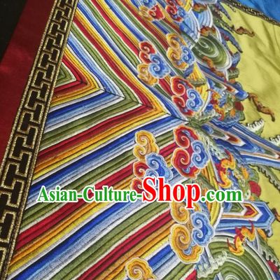 Top Quality Chinese Classical Clouds Wave Pattern Yellow Blended Material Asian Satin Traditional Curtain Jacquard Cloth Fabric