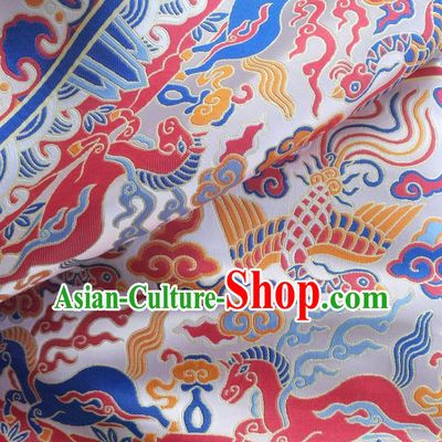 Top Quality Chinese Classical Phoenix Horse Pattern Pink Brocade Material Asian Satin Traditional Curtain Jacquard Cloth Fabric