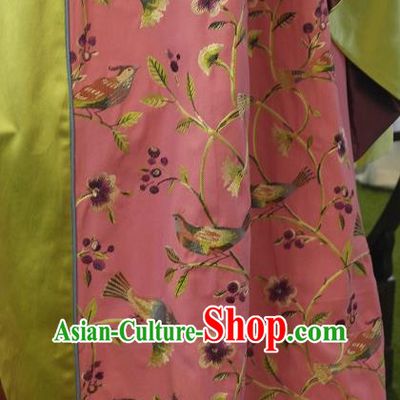 Top Quality Chinese Classical Flowers Birds Pattern Embroidered Cotton Material Asian Traditional Curtain Cloth Fabric