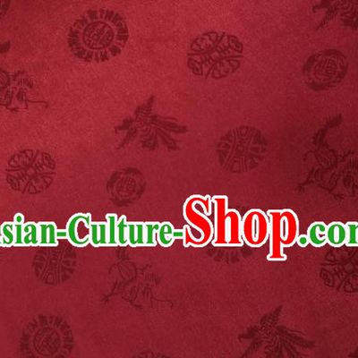 Top Quality Chinese Classical Dragon Phoenix Pattern Red Silk Material Traditional Asian Hanfu Dress Jacquard Cloth Traditional Satin Fabric