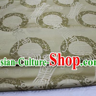 Chinese Mongolian Robe Classical Pattern Design Khaki Brocade Asian Traditional Tapestry Material DIY Satin Damask Silk Fabric