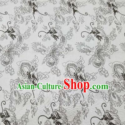 Top Quality Chinese Classical Dragon Pattern White Flax Material Traditional Asian Hanfu Dress Jacquard Cloth Traditional Linen Fabric
