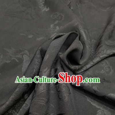 Top Quality Chinese Classical Dragon Phoenix Pattern Black Silk Material Traditional Asian Hanfu Dress Jacquard Cloth Traditional Satin Fabric