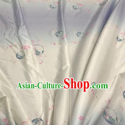 Chinese Hanfu Dress Traditional Plum Wave Pattern Design Satin Fabric Silk Material Traditional Asian Tapestry