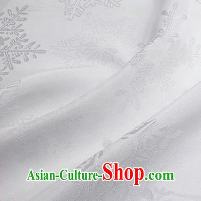 Chinese Hanfu Dress Traditional Snowflake Pattern Design White Satin Fabric Silk Material Traditional Asian Cloth Tapestry