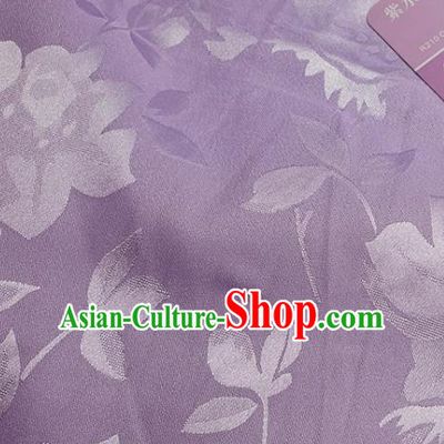 Chinese Traditional Camellia Pattern Design Lilac Satin Fabric Silk Material Traditional Asian Hanfu Dress Cloth Tapestry