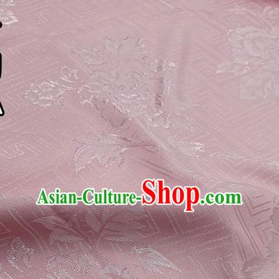 Chinese Traditional Peony Pattern Design Pink Satin Fabric Traditional Asian Hanfu Dress Cloth Tapestry Silk Material