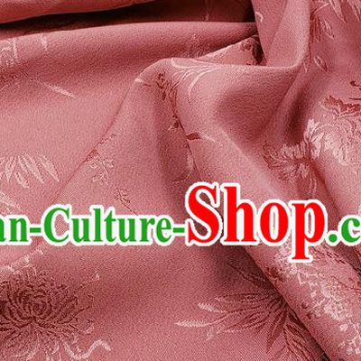 Chinese Traditional Plum Orchid Bamboo Chrysanthemum Pattern Design Pink Satin Fabric Traditional Asian Hanfu Dress Cloth Tapestry Jacquard Silk Material