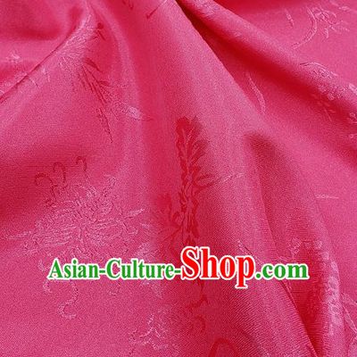 Chinese Traditional Plum Orchid Bamboo Chrysanthemum Pattern Design Rosy Satin Fabric Traditional Asian Hanfu Dress Cloth Tapestry Jacquard Silk Material