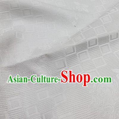 Chinese Traditional Rose Pattern Design White Satin Jacquard Fabric Traditional Asian Hanfu Dress Cloth Tapestry Silk Material
