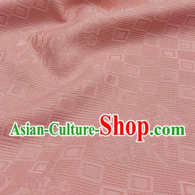 Chinese Traditional Rose Pattern Design Peach Pink Satin Jacquard Fabric Traditional Asian Hanfu Dress Cloth Tapestry Silk Material