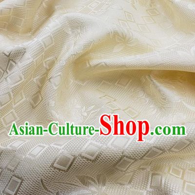 Chinese Traditional Rose Pattern Design Beige Satin Jacquard Fabric Traditional Asian Hanfu Dress Cloth Tapestry Silk Material