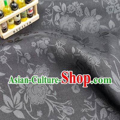 Chinese Traditional Jacquard Hibiscus Pattern Design Grey Satin Fabric Traditional Asian Hanfu Dress Cloth Silk Material Tapestry