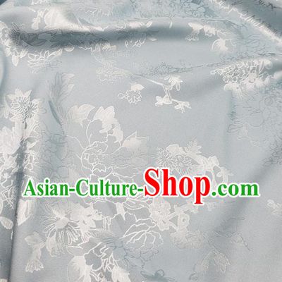 Top Quality Chinese Traditional Azalea Pattern Design Gray Satin Fabric Traditional Asian Hanfu Dress Cloth Silk Material Jacquard Tapestry