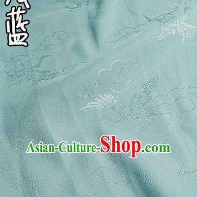 Top Quality Chinese Classical Cloud Crane Pattern Light Blue Silk Material Traditional Asian Hanfu Dress Jacquard Cloth Traditional Satin Fabric