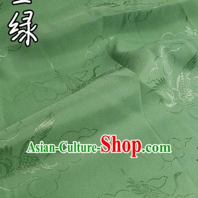 Top Quality Chinese Classical Cloud Crane Pattern Green Silk Material Traditional Asian Hanfu Dress Jacquard Cloth Traditional Satin Fabric