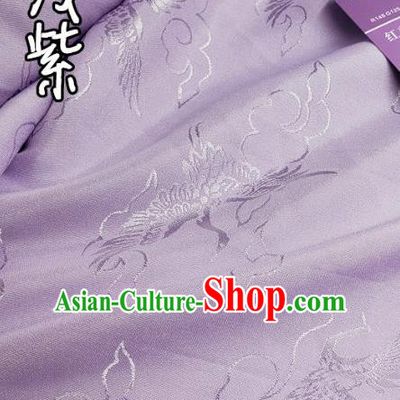 Top Quality Chinese Classical Cloud Crane Pattern Lilac Silk Material Traditional Asian Hanfu Dress Jacquard Cloth Traditional Satin Fabric