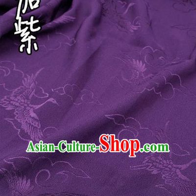 Top Quality Chinese Classical Cloud Crane Pattern Purple Silk Material Traditional Asian Hanfu Dress Jacquard Cloth Traditional Satin Fabric