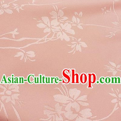 Top Quality Chinese Classical Flowers Pattern Orange Silk Material Traditional Asian Hanfu Dress Jacquard Cloth Traditional Satin Fabric