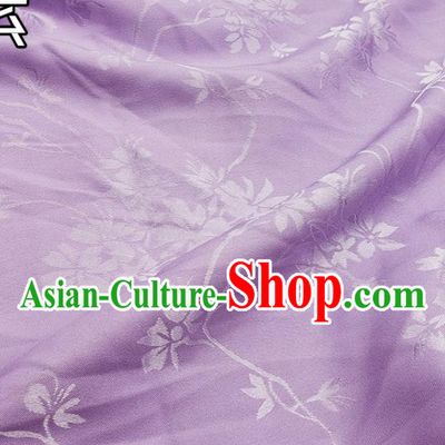 Top Quality Chinese Classical Flowers Pattern Lilac Silk Material Traditional Asian Hanfu Dress Jacquard Cloth Traditional Satin Fabric