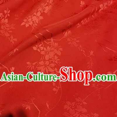 Top Quality Chinese Classical Flowers Pattern Red Silk Material Traditional Asian Hanfu Dress Jacquard Cloth Traditional Satin Fabric