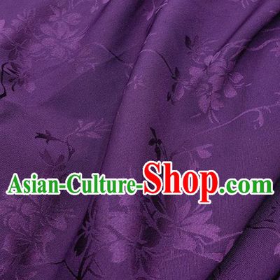 Top Quality Chinese Classical Flowers Pattern Purple Silk Material Traditional Asian Hanfu Dress Jacquard Cloth Traditional Satin Fabric
