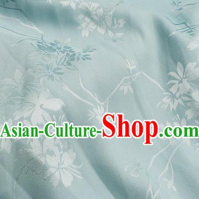 Top Quality Chinese Classical Flowers Pattern Light Blue Silk Material Traditional Asian Hanfu Dress Jacquard Cloth Traditional Satin Fabric