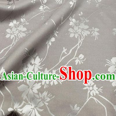 Top Quality Chinese Classical Flowers Pattern Grey Silk Material Traditional Asian Hanfu Dress Jacquard Cloth Traditional Satin Fabric