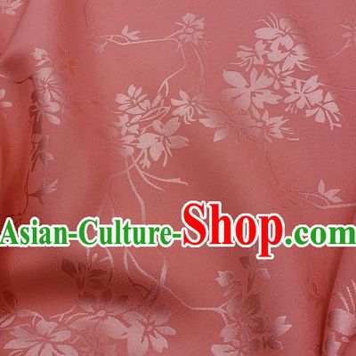 Top Quality Chinese Classical Flowers Pattern Peach Pink Silk Material Traditional Asian Hanfu Dress Jacquard Cloth Traditional Satin Fabric