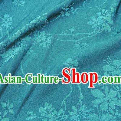 Top Quality Chinese Classical Flowers Pattern Teal Silk Material Traditional Asian Hanfu Dress Jacquard Cloth Traditional Satin Fabric