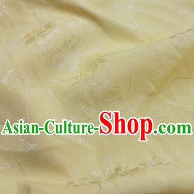 Top Quality Chinese Classical Flowers Pattern Yellow Silk Material Traditional Asian Hanfu Dress Jacquard Cloth Traditional Satin Fabric