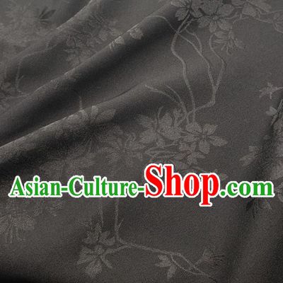 Top Quality Chinese Classical Flowers Pattern Black Silk Material Traditional Asian Hanfu Dress Jacquard Cloth Traditional Satin Fabric
