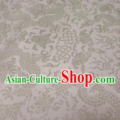 Chinese Classical Imperial Dragon Pattern Design White Brocade Fabric Asian Traditional Tapestry Satin Material DIY Cloth Damask