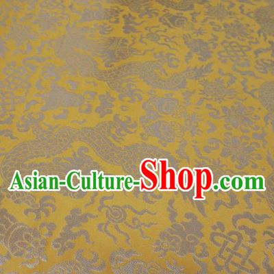 Chinese Classical Imperial Dragon Pattern Design Yellow Brocade Fabric Asian Traditional Tapestry Satin Material DIY Cloth Damask