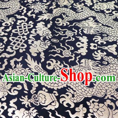 Chinese Classical Imperial Dragon Pattern Design Black Brocade Fabric Asian Traditional Tapestry Satin Material DIY Cloth Damask