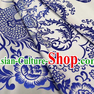 Chinese Classical Imperial Dragon Pattern Design White Brocade Cheongsam Fabric Asian Traditional Tapestry Satin Material DIY Cloth Damask