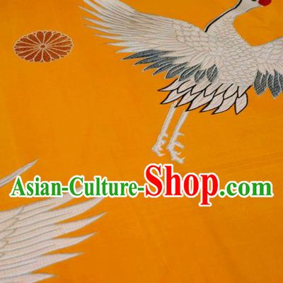 Chinese Classical Crane Pattern Design Golden Brocade Fabric Asian Traditional Tapestry Satin Imperial Material DIY Cheongsam Cloth Damask